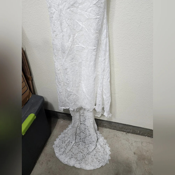 Lulus Perfectly Beloved White Lace Sleeveless Lace-Up Maxi Dress S Wedding Bride - Picture 9 of 12